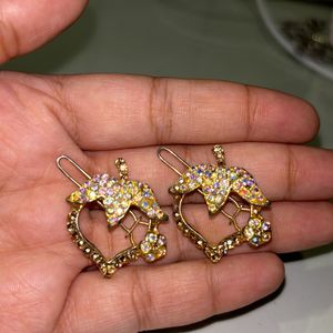 Pair Golden Stone Hairpins