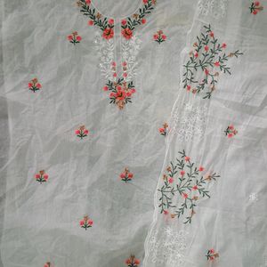 MAL-MAL COTTON KURTI WITH DUPATTA