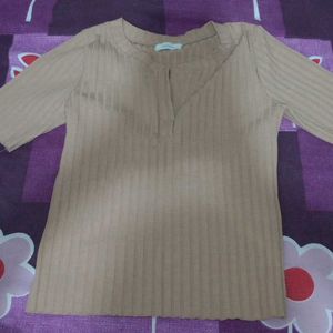 Light Brown Casual Crop Top