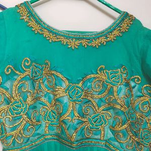 Heavy Work Sea Green Anarkali Set