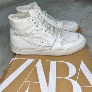 ZARA HIGH TOP LEATHER SNEAKERS UK 7 (41)