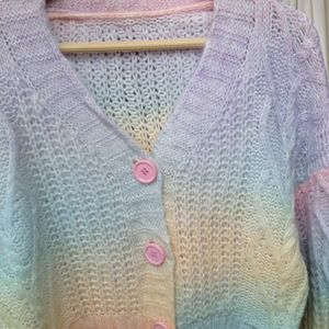 Pastel Rainbow Cropped Sweater