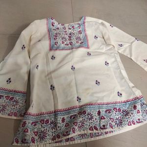 Elegant White Short Kurta Top