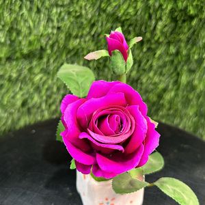 Artificial Rose Flower With Ceremic Pot