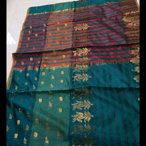 New Silk Saree With Zari Work N Running Blouse pc