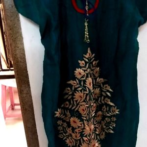 Pure Cotton Heavy Embroidery Work Kurti With Dupat