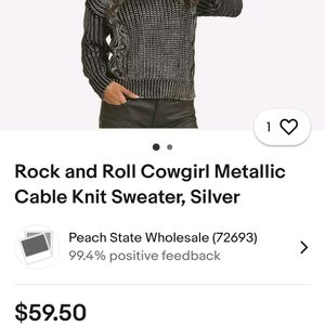 Rock and Roll Cowgirl Metallic Cable Knit Sweater