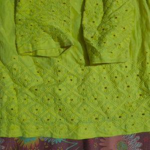 Chinkikari Kurti In Yellow😊