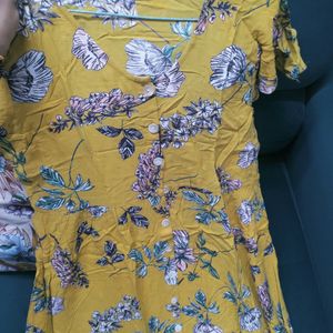 Yellow Floral Shirt Dress