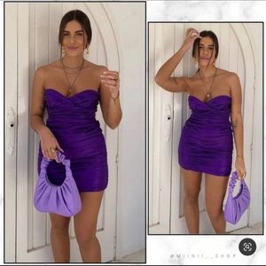 Zara Lilac Strapless Draped Mini Dress