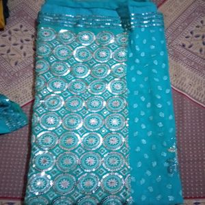 Beautiful Sea Green Georgette Saree