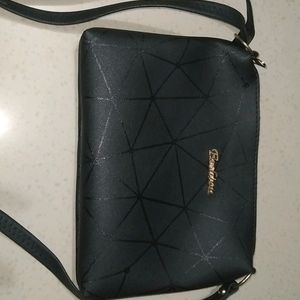 Black Leather Sling Bag