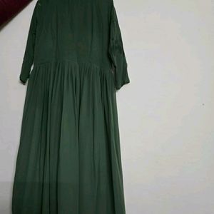 Women's Green Anarkali Size -Medium Hands sleeves