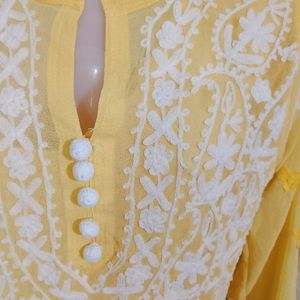 Yellow Chikankaari Kurta