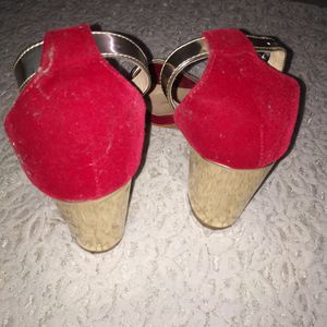 Imported Red And Gold Heels Size 38