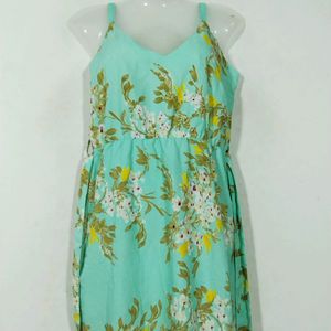 Sirikit Pastel Green Floral Printed Dress (Women)