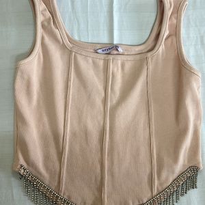 Pretty Crop Top With  Embellished Stones