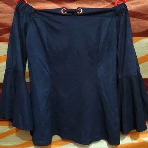 Beautiful Navy Blue Color Off Shoulder Top