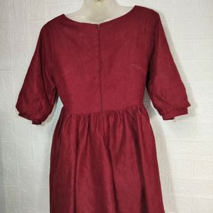 Maroon full sleeves Mini Frock Dress