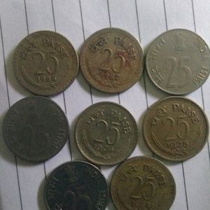 8 Old Coins Of 25paisa