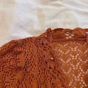 Orange Crochet Shrug Top