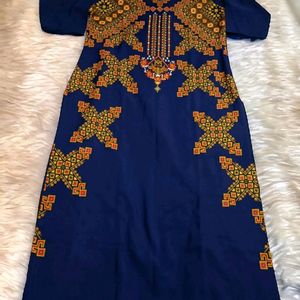 Pakistani Style Navy Print Long Kurta New