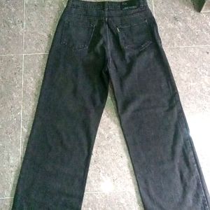 Charcoal Black Colour Wide Leg Jeans