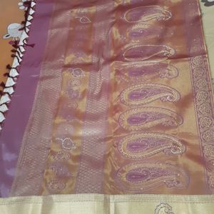 Silk Saree With Stiched Aari Work Blouse