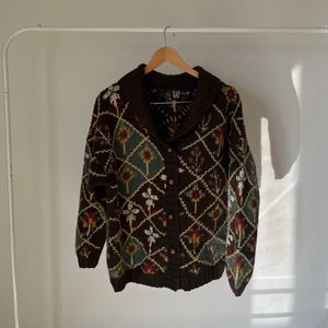 GAP Floral Cardigan Sweater