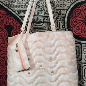 Peach&White Hand Bag