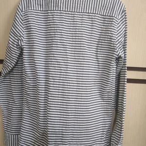 High Quality White and Blue Striped Shirt