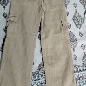 Cream Colour Cargo Pant For Women