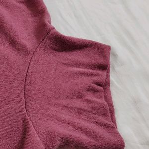 Women Pink Turtle Neck Full Sleeves Wool Sweater