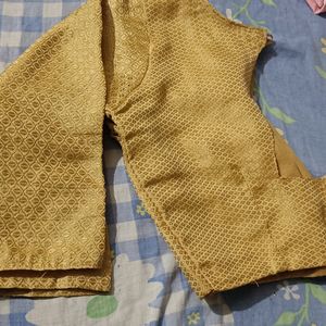 Woman Golden Back Open Blouse