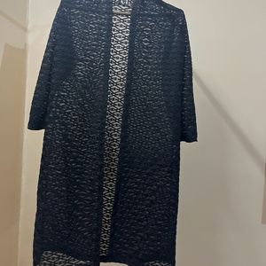 Textured Long Black Jacket