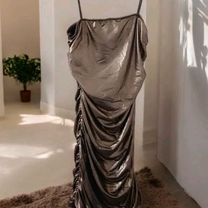 Metallic Ruched Party Hot Dress M Size New