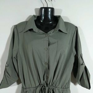 Dark Olive Green Playsuit For Women's