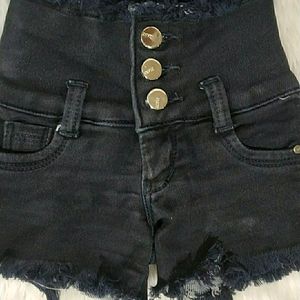 Girls Black Cotton Shorts | Waist 18 | Length 8