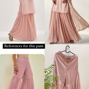 🩰Peach Mauve Palazzo Trouser With Duppata