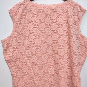 Pink Shell Lace Top