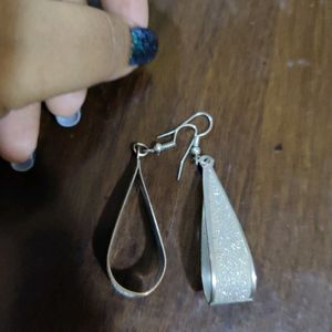 Silver Glittered Earrings