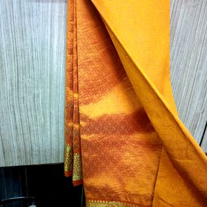 Yellow Colour New Saree With Blouse Piece Attached