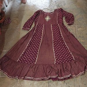 Maroon partywear Heavy Ethnic Kurti