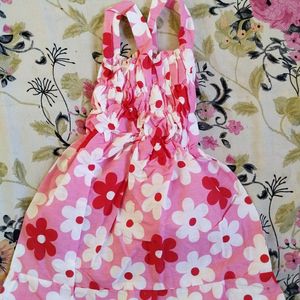 pink and white cute baby frock