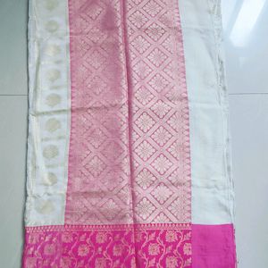 Off White With Pink Border Saree