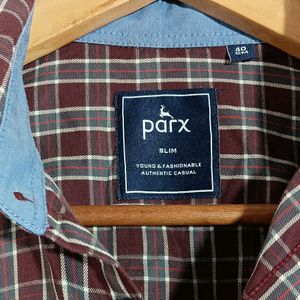 Parx Maroon Checks Shirt (Men)