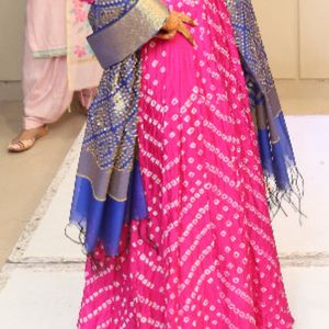 Bandhani Anarkali With Contrast Dupatta