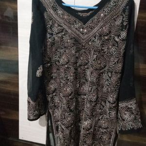 It's A Black ChikanKari Kurta