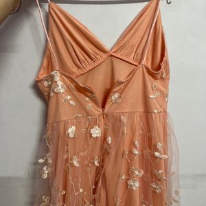 Dreamy Peach Mesh Short Urbbanic Dress