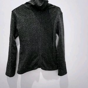 Black Woolen Fitted Top